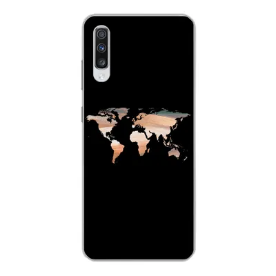 Produktbild von MuchoWow® Handyhülle Schutzhülle Hülle für Samsung Galaxy A70 Weltkarte - Farbe - Schwarz Silikon Softcase Handy Hülle - Schutzhaube