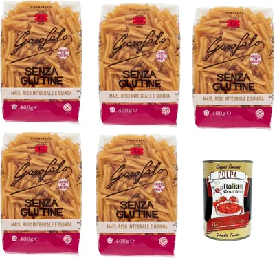 Produktbild von 5x Casarecce 400 g Senza Glutine Glutin free, glutenfrei Pasta Noodles + Italian Gourmet Polpa 400 g
