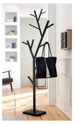 Produktbild von Garderobe aus Metall, schwarz, 180 cm hoch, stehende Flurgarderobe