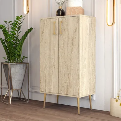 Produktbild von Skye Decor, Prag - Travertine, Travertin, Schuhschrank, 60 x 111 x 35 cm, 100 % MELAMINBESCHICHTETE SPANPLATTEN
