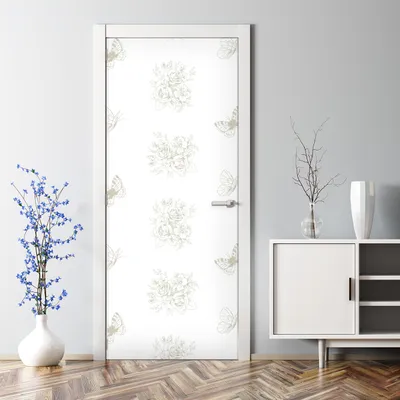 Produktbild von Dekorative Türposter selbstklebend Wandaufkleber Türaufkleber Schmetterlinge Weiß 85 x 200 cm