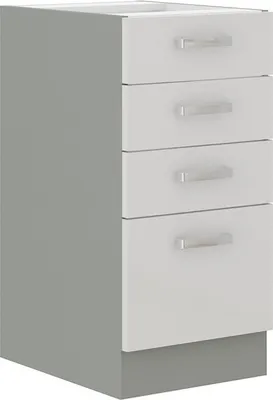 Obrázok produktu pre Šuplíková kuchynská skrinka ULLERIKE - šírka 40 cm, biela / šedá