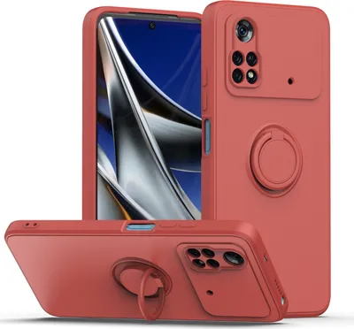 Produktbild von Xiaomi Poco M4 4G Handyhülle, Ring Halter Ständer Kratzfeste Weiche Silikon schutzhülle für Xiaomi Poco M4 4G bordeaux