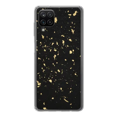 Produktbild von MuchoWow® Handyhülle Schutzhülle Hülle für Samsung Galaxy A12 Goldene Flocken auf schwarzem Hintergrund Silikon Softcase Handy Hülle - Bild