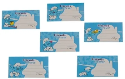 Produktbild von 6 Stk. Sticker Für Hefte Heftetiketten Die Schlümpfe - Etiketten Aufkleber Blau