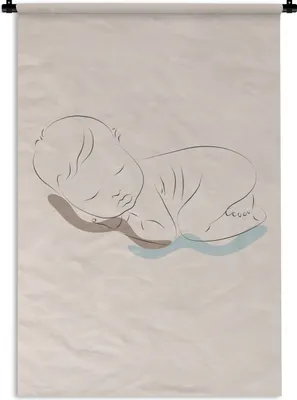 Produktbild von MuchoWow® Wandteppich Wandbehang Strichzeichnungen - Baby - Kind 120x180 cm Tapisserie Dekoration Wandtuch - Schlafzimmer - Dekorationen für das Haus