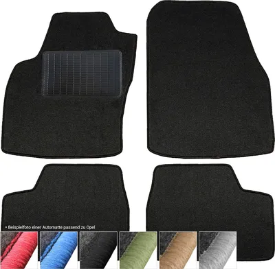 Produktbild von moto-MOLTICO Fußmatten Auto Velours Autoteppiche Schwarz Automatten Set 4-teilig passend für Opel Tigra A 1994-2003 (Schwarze - Ziernähte)