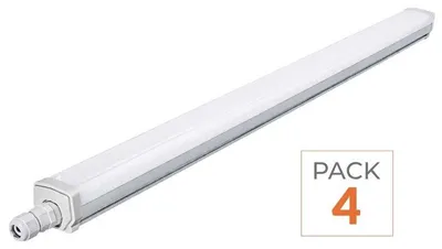 Produktbild von 4er-Pack – Wasserdichte LED-Lichtleiste, 120 cm, 36 W, IP65, reihenschaltbar – Kaltweiß 6000 K – 8000 K