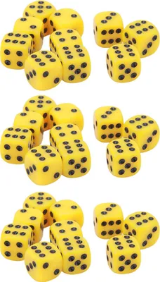 Immagine prodotto di 30 per cento set di dadi 16 mm in plastica a 6 lati con angoli arrotondati per piani da tavolo giallo-giallo