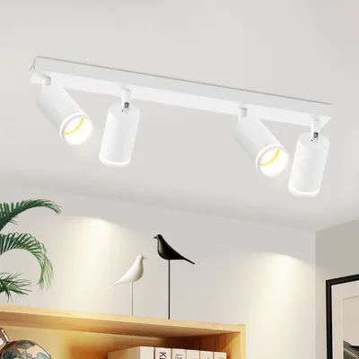Zdjęcie produktu dla ZMH LED lampa sufitowa 4 płomienie reflektor sufitowy biały GU10 obrotowy reflektor ścienny metalowe reflektory sufitowe do salonu kuchnia, bez żarówek
