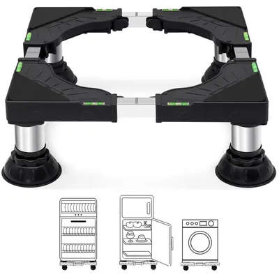Imagen del producto de Base ajustable para lavadoras, con patas de acero resistentes, altura de 16 a 19 cm