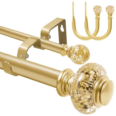 Doppel-Gardinenstange 1 Zoll, verstellbar, Gold, 123-212 cm
