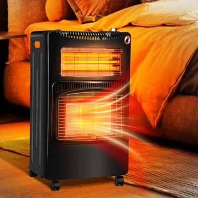 Produktbild von Eikuavons Heizstrahler Gas-Elektro-Schwarz-4200 W/1200 W-3 Heizstufen-Kippschutz-Druckregler & 0,5 m Schlauch-mobil