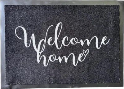 Produktbild von Fußmatte, Schmutzfangmatte ca 50x70 cm Schwarz mit Aufdruck "Welcome home", Sauberlaufmatte Fußabstreifer