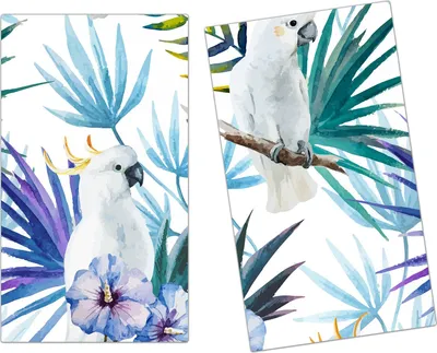 Produktbild von Spritzschutz Herdabdeckplatte Schneidebrett aus Glas Aquarell Muster 2-Teilig (60x52cm)