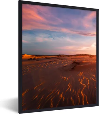 Produktbild von MuchoWow® Gerahmtes Poster Sand - Landschaft - Himmel - Wüste 30x40 cm - Poster mit Schwarzem Bilderrahmen Wandposter Rahmen Foto Bilder - Wanddeko - Kunstdrucke