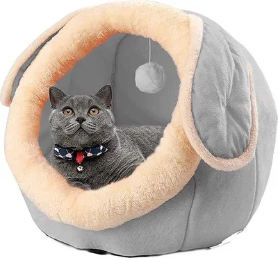 Produktbild von Famanu Hundebett Donutform - Weiche Kuschelmulde für Haustiere und Schlafkissen für Katzen und kleine Welpen - Rutschfest und Waschbar (Grau)
