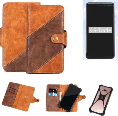 Produktbild von K-S-Trade Handy-Hülle Schutz-Hülle Bookstyle Case Wallet-Case kompatibel mit Nokia Nokia 6 (2018) Handy Cover Bumper Kantenschutz Smartphone