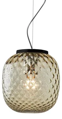 Immagine prodotto di OBAN Sospensione Nera con Vetro Balloton Bronzo E27 IP20 - Lampada di Design Elegante - Struttura in Metallo e Vetro Soffiato