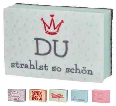 Produktbild von Spülschwamm 6er Set 6 Design10,5x7x3cm Polyester bunt bedruckt Haushaltsschwamm Reinigungsschwamm