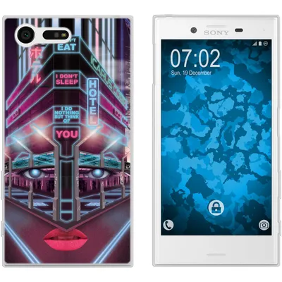 Produktbild von PhoneNatic Case kompatibel mit Sony Xperia X Compact Silikon-Hülle Retro Wave Cyberpunk.02 M5