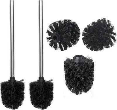 Image de Brosses de toilettes, lot de 2, noir, acier inoxydable, 7 cm