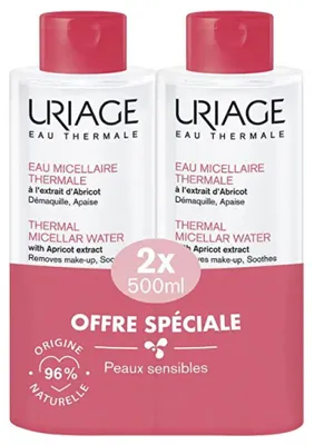 Immagine prodotto di Acqua micellare termale per pelli sensibili, confezione da 2 x 500 ml