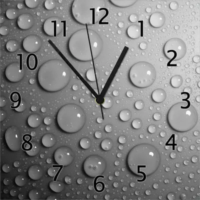 Produktbild von Wallario Design Wanduhr Wassertropfen in schwarz weiß aus Echtglas, Größe 30 x 30 cm