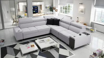 Produktbild von Ecksofa mit Schlaffunktion Sofa MOREN III Eckcouch L-Form Rechts Grau SAWANA 84 IM SOFA