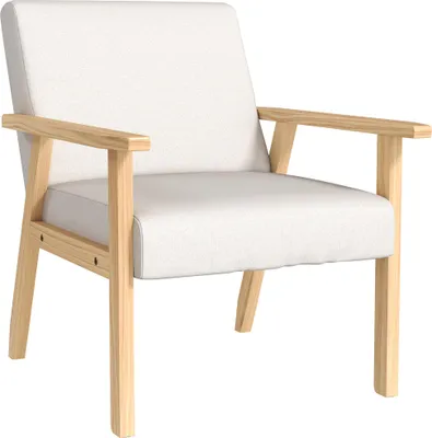 Produktbild von Polstersessel mit Armlehnen, Esszimmerstuhl in Leinenoptik, Massivholzrahmen, 64 x 70 x 72 cm, Creme