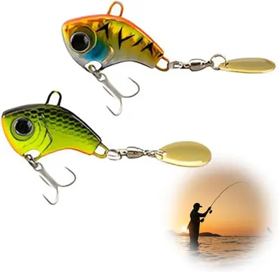 Productafbeelding van Vis Aas Set - Draaiende Lures - Zeevissen Buiten - Realistische Vormgeving - 2 Stuks 14G - Zwart Geel Goud