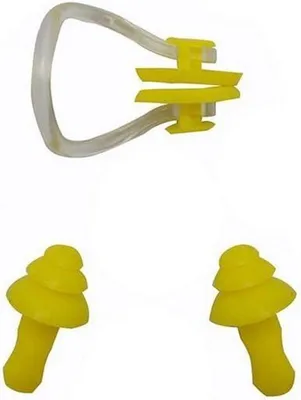 Produktbild von CHPN - Schwimm-Ohrstöpsel Nasenklammer - Ohrstöpsel - Schwimm-Clip - Schwimm-Nasenklammer - Schwimm-Ohrstöpsel - 3-teilig - Gelb - Universal