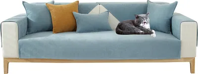 Produktbild von (90*180cm,Hellblau)Chenille Sofakissenbezug Rutschfester Sofabezug Fischgrätmuster SofaSchutzhülle Gesteppte Möbelbezüge für Ecksofa Schlafzimmerteppich Bodenpolster Fensterbankmatte
