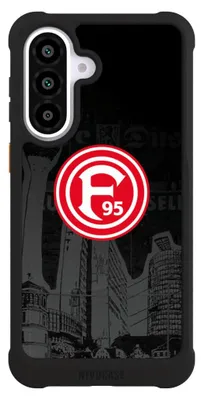 Produktbild von NIVOCASE Hülle für Samsung Galaxy A57 5G Stoßfeste Handyhülle NIVOmax Case Schwarz Fortuna Düsseldorf Logo Offizielles Lizenzprodukt