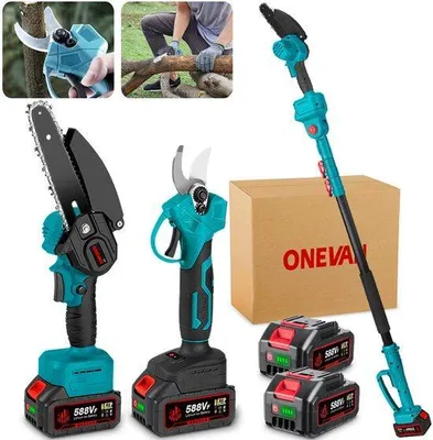 Produktbild von Akku-Hochentaster Astschere 3 in 1 Akku Teleskop Baumschere Elektro Hochentaster Bürstenlose mit 2 Akkus Bis zu 2 m, für Gartenscheren Holzschneidenz