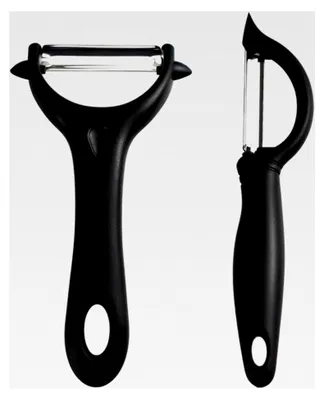 Produktbild von 2er Set Sparschäler 14,5×7,5cm Edelstahl für Obst und Gemüse (schwarz)