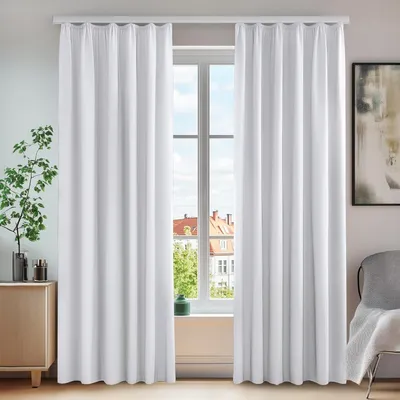 Zdjęcie produktu dla Zasłony termoizolacyjne z falbaną, 245x140 cm, kolor srebrno-szary, zestaw 2 sztuki