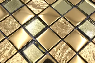 Produktbild von Handmuster Mosaikfliese Glasmosaik Kombi EP gold Küchenrückwand Badezimmer MOS88-XCG03_m