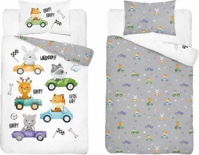 Produktbild von Babybettwäsche, Baumwollbettwäsche für ein Bett 100x135cm 5000b Spielzeugautos