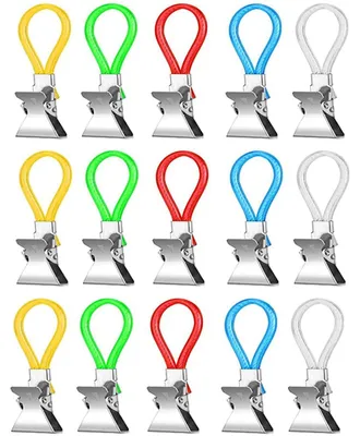 Handtuchclips 15er Set, 5 Farben, Edelstahl/Kunststoff