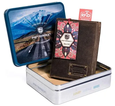 Obrázek produktu pro Peterson pánská peněženka z nubukové kůže RFID hnědá 12,5x9,5 cm