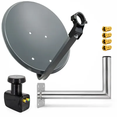 Produktbild von PremiumX SAT Anlage 60cm Satellitenantenne Twin LNB Wandhalter 45cm