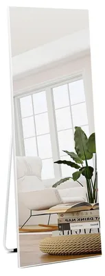 Imagen del producto de Espejo de pared con marco blanco, de 150 x 51 cm, espejo de cuerpo entero, ideal para el salón