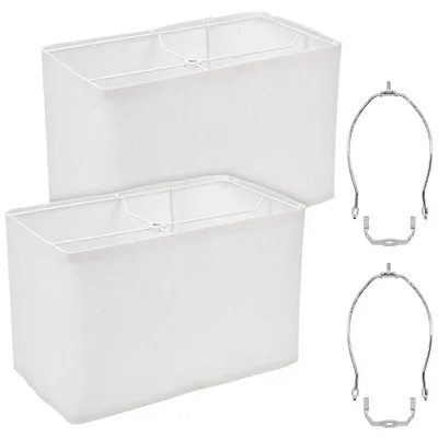 Rechteckige Leinen-Lampenschirme, 2 Stück, 21x11,1x2,15 cm, cremeweiß