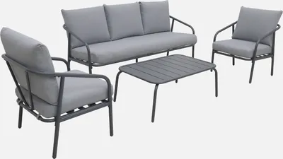 Produktbild von sweeek - Gartenlounge-Set aus Stahl für 5 Personen - Anthrazit