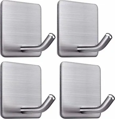 Produktbild von Klebehaken Selbstklebend Haken Handtuchhaken Max 8kg Bademantelhaken Haken Wandhaken Edelstahl rostfrei Bad und Küche Handtuchhalter Kleiderhaken Ohne Bohren -4 Stücke