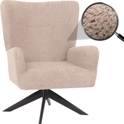 Produktbild von Lounge-Sessel MCW-N65, Cocktailsessel Polstersessel Relaxsessel, drehbar, Stoff/Textil Chenille Metall taupe