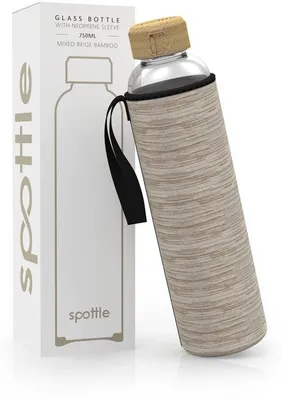 Productafbeelding van Borosilicate Glazen Waterfles met Neopreen Hoes 750ml