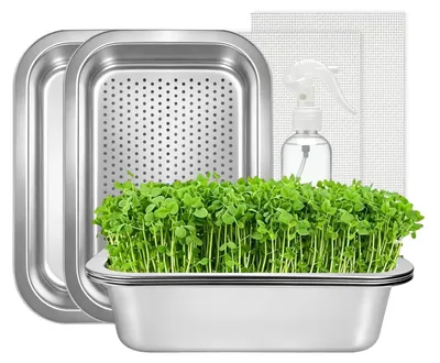 Image de Elzusha - Coffret de 2 boîtes de culture pour germes, en acier inoxydable