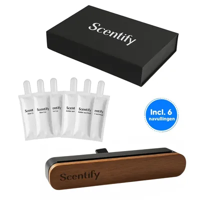 Productafbeelding van Scentify Autoparfum met Houder en 6 Navullingen - Auto Luchtverfrisser Walnoothout